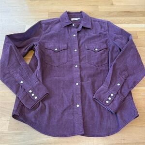 Faherty Brand Plum Purple Corduroy Western Snap Shirt Women's Size Small